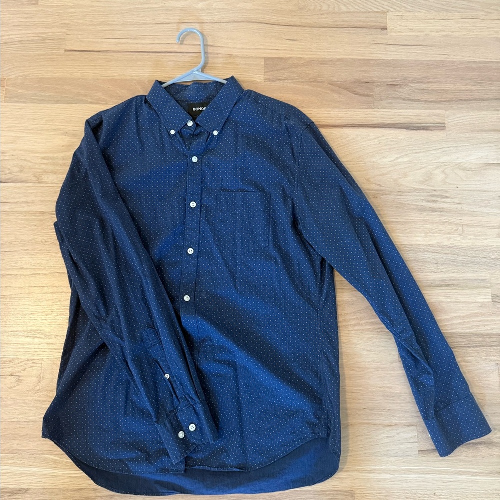 Men's Navy Blue Button-Down Shirt